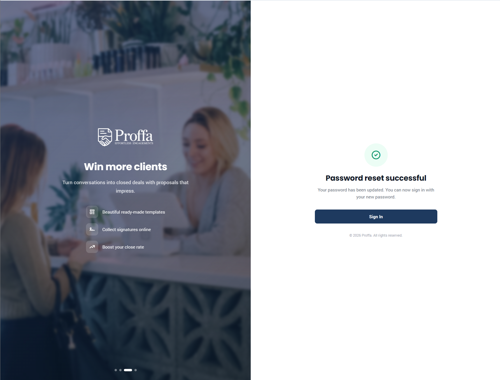 Proffa screenshot: 2.3 Step C - Set a New Password