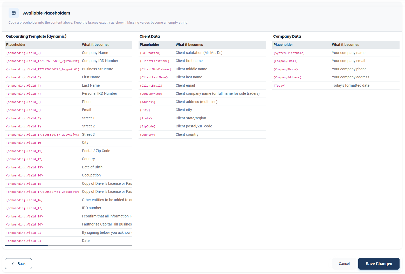 Proffa screenshot: 3.7.  Client Letters