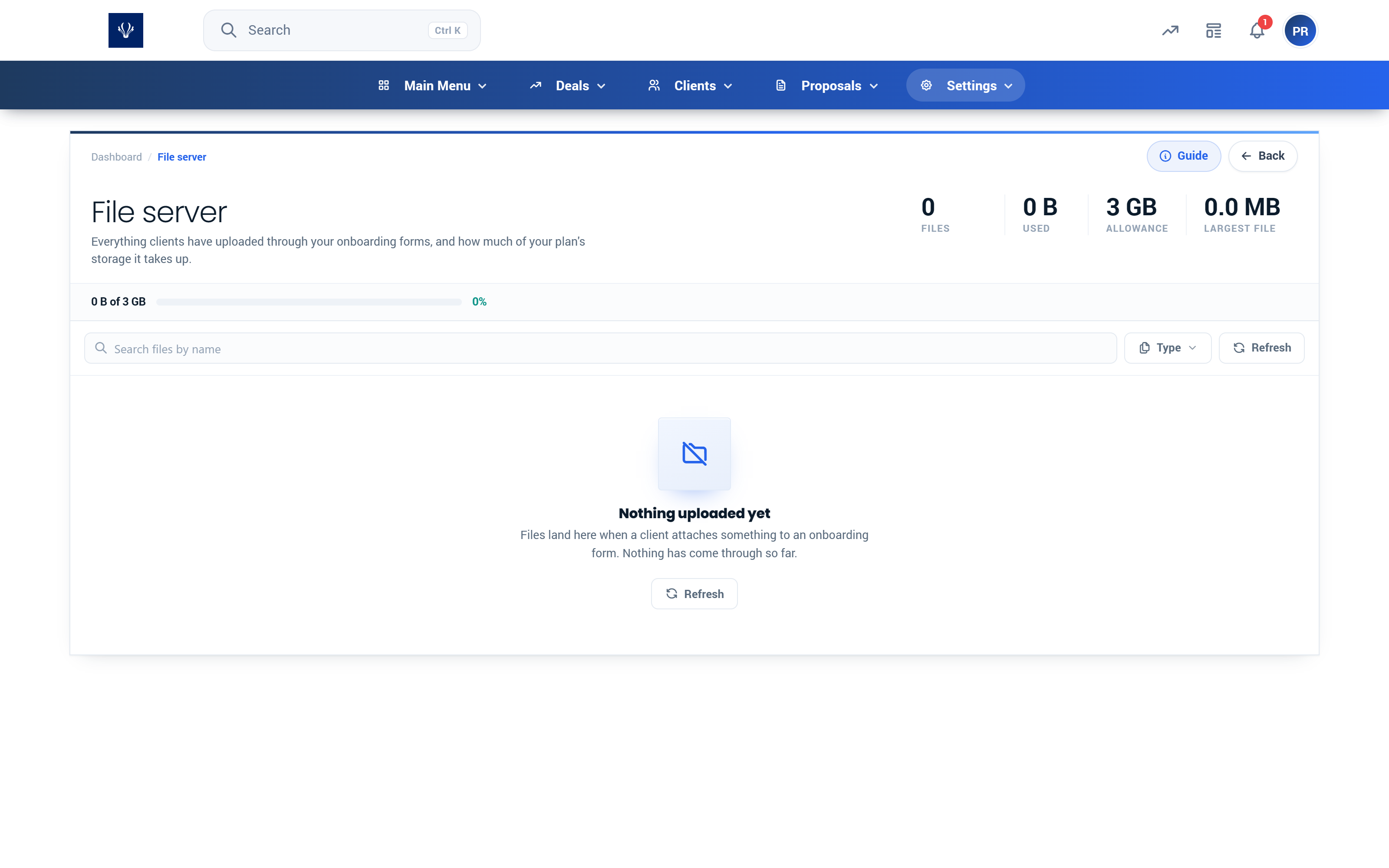 Proffa screenshot: 3.9.  File Server
